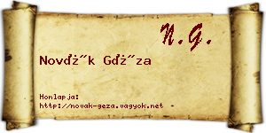 Novák Géza névjegykártya